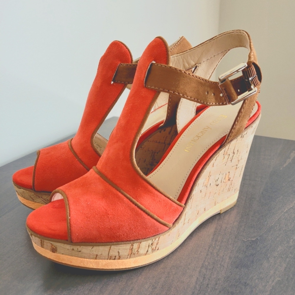 ENZO ANGLIONI CORAL WEDGE SHOES Size 7.5